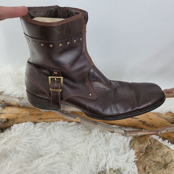 Gordon rush studded brown leather ankle boots. (K) main image 5
